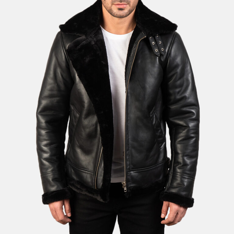 Mens Francis B-3 Black Leather Bomber Jacket7996-5-1581317190967